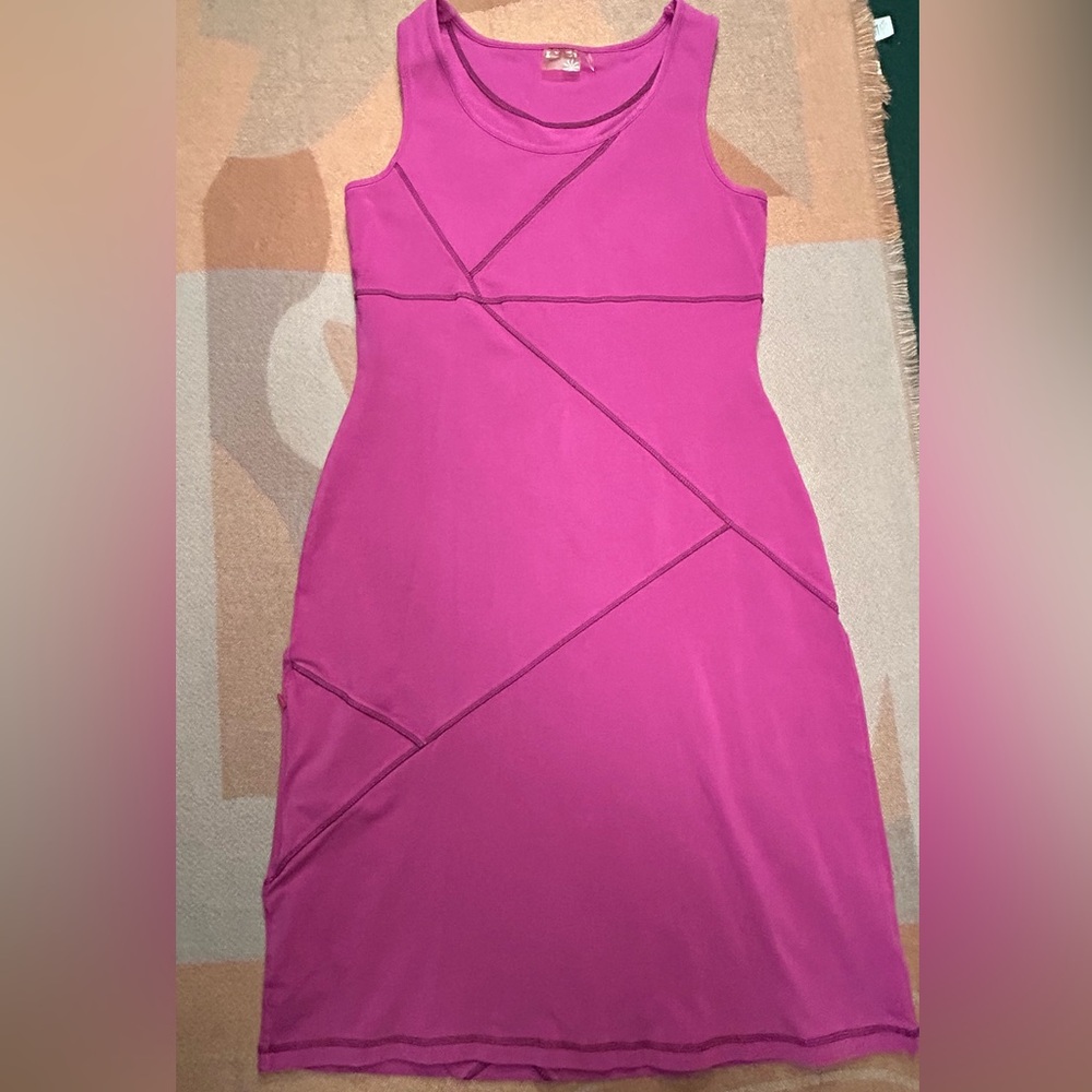 ATHLETA Magenta Organic Cotton Tank Dress Seamed, hidden pocket, MT